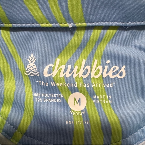 Chubbies Men’s Medium Wavy Daze Printed Performance Polo Shirt Blue/Green - Picture 5 of 6